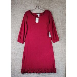 Design History Shirt Dress Womens L Grenadine Bow Accent Hem NWI *Hole